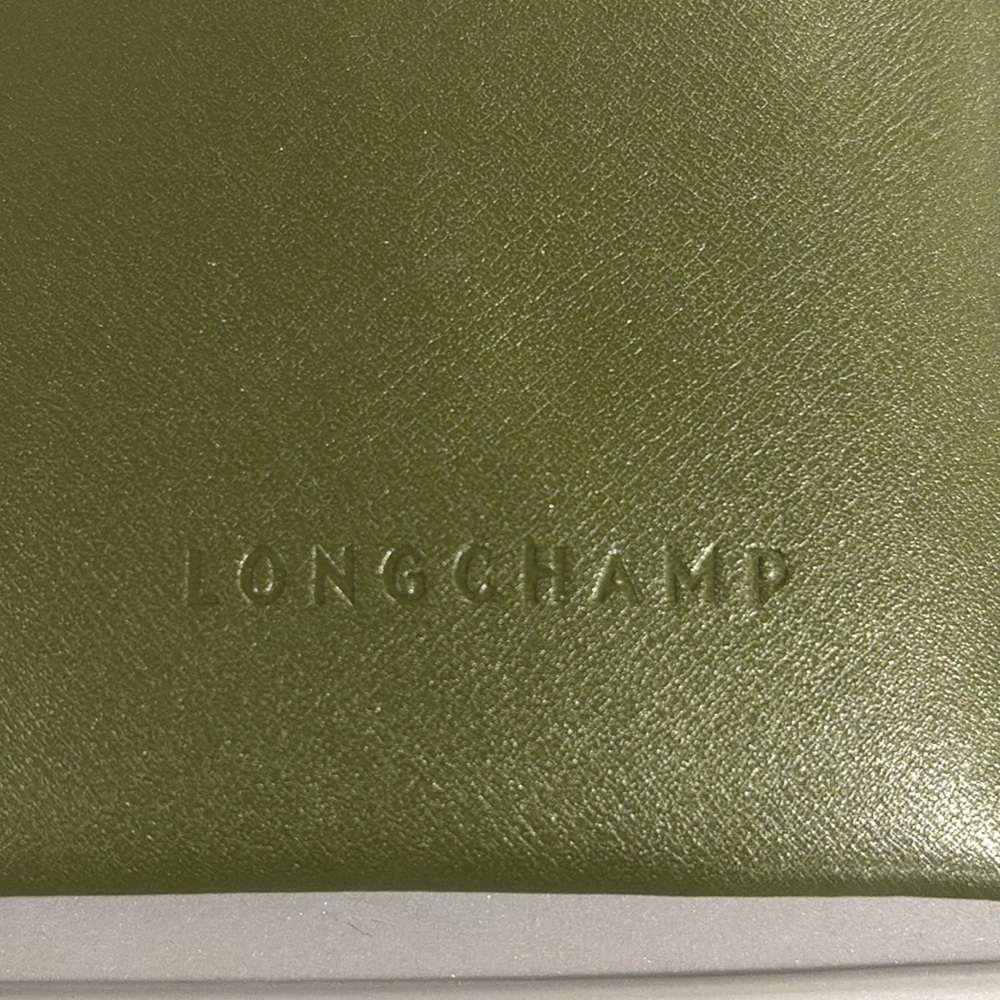 Longchamp Olive Green Leather Sunglasses Case with Gold Accent Snap Closure New - Picture 2 of 5